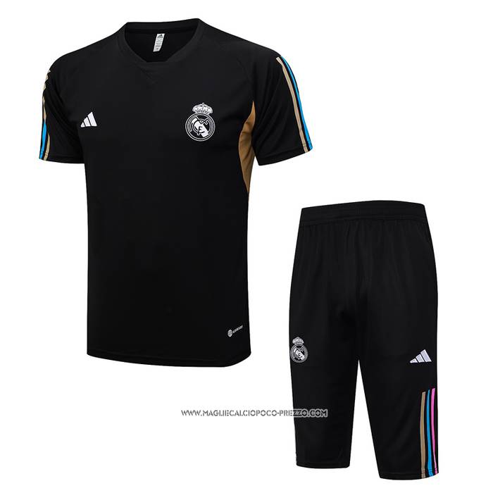 Tuta da Track Real Madrid 2023/24 Manica Corta Nero - Pantaloncini
